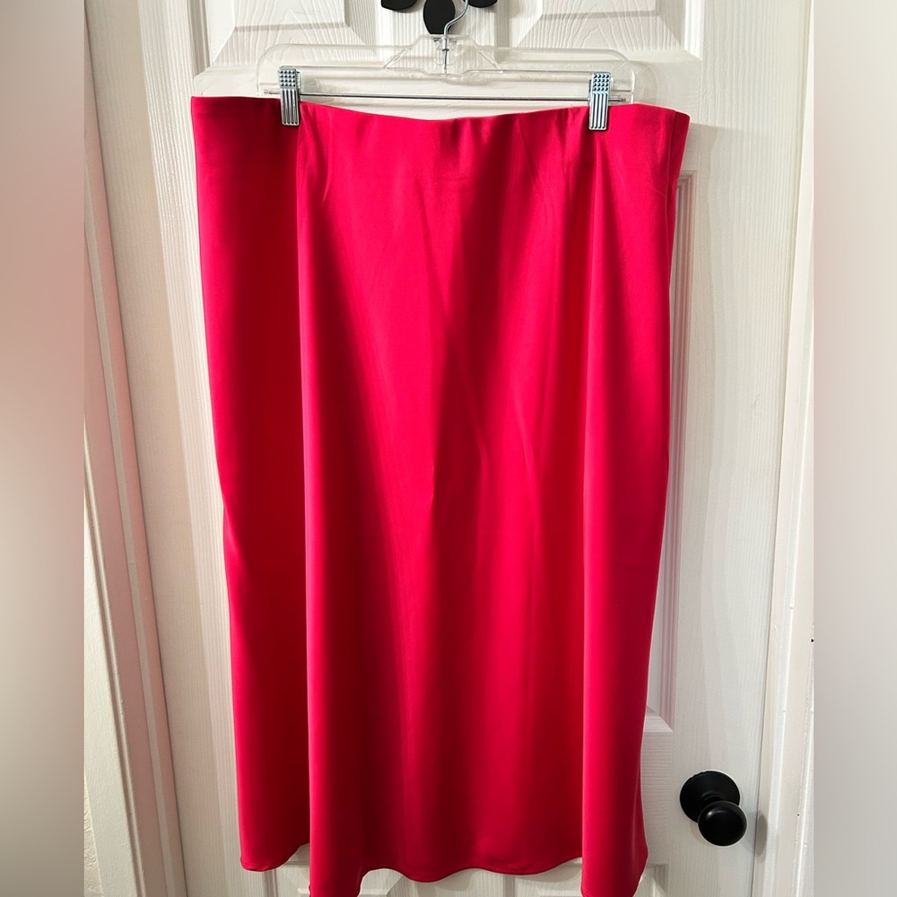 Eloquii pink satin midi skirt EUC 18